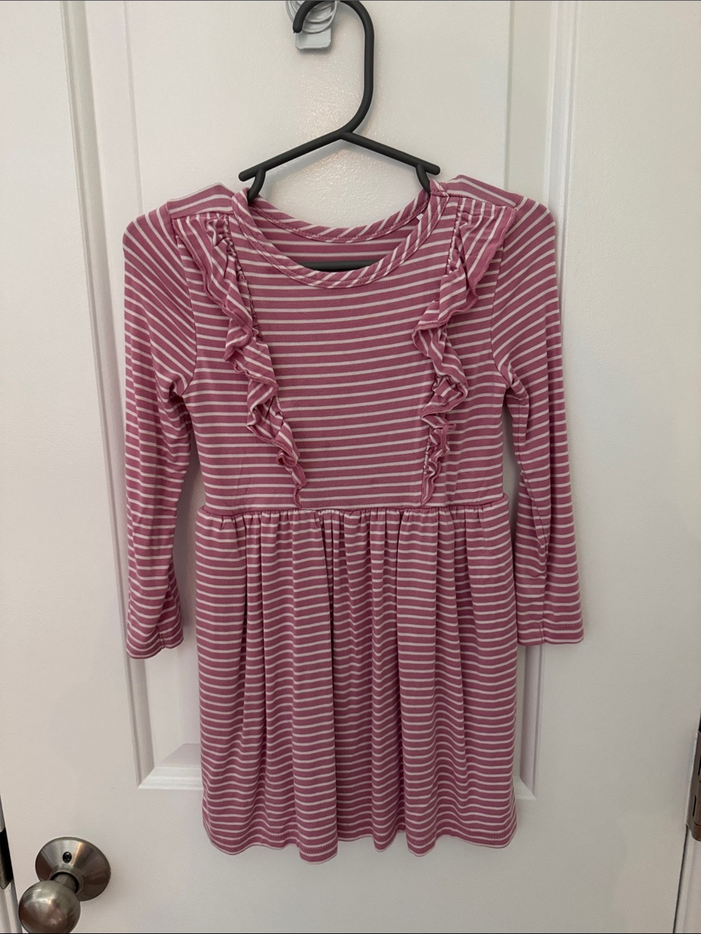 Little Sleepies Pink and White Striped Ruffle Dress